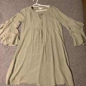 Olive green bell sleeve dress